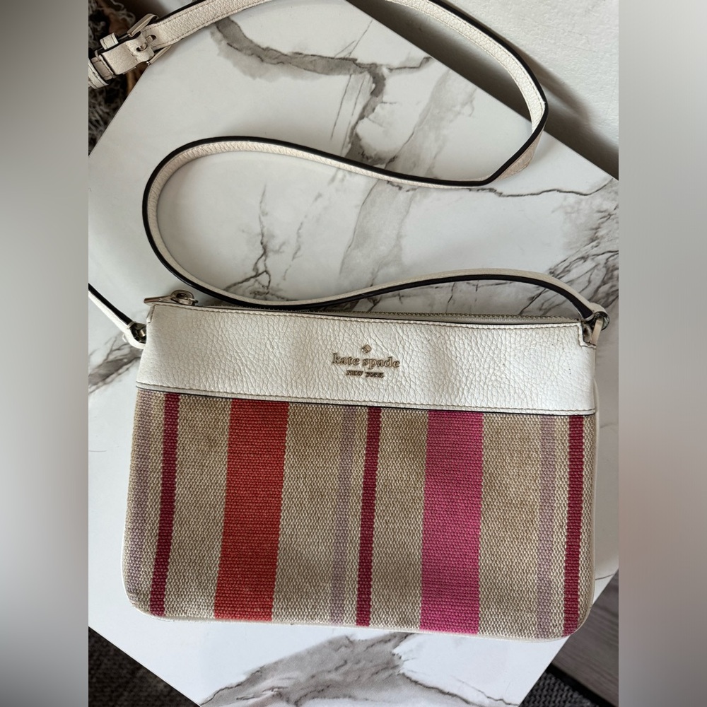 Kate Spade Leila Striped Canvas Triple Gusset Crossbody